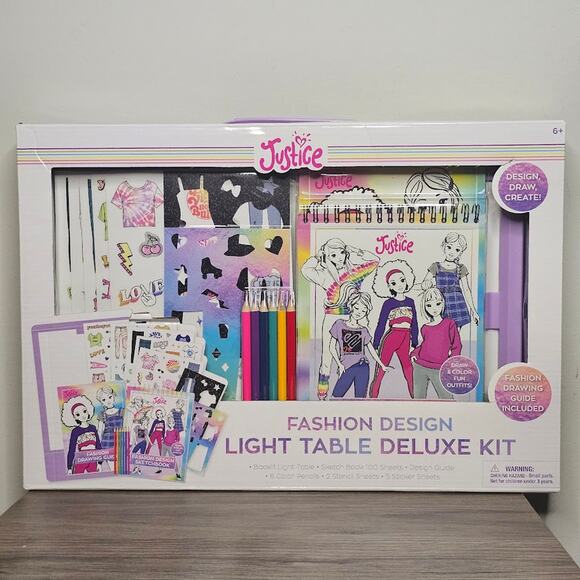 Justice Kids' Fashion Design & Sketch Light Table Deluxe Kit With Stickers NWT - Picture 1 of 5